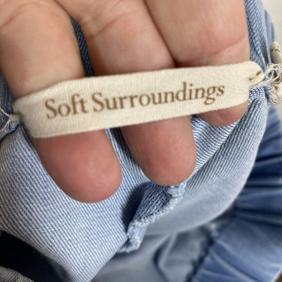 Soft Surroundings Women's Metro Leggings Size Large Blue Pull On Ankle Snap - Picture 7 of 9